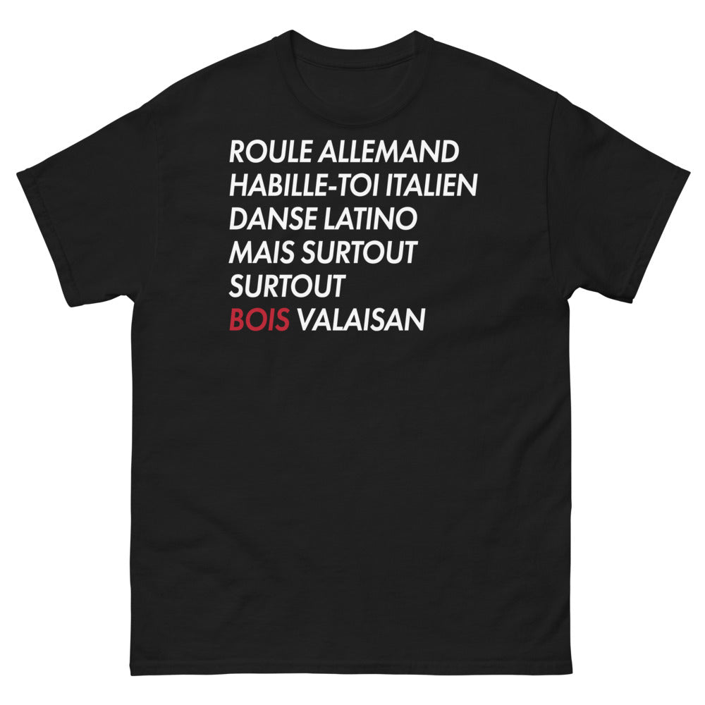 T-shirt Valaisan noir - Roule Allemand, Habille-toi Italien