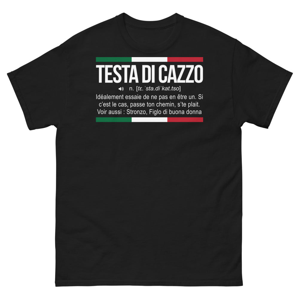T-shirt Italie noir - Testa di Cazzo, humour piquant