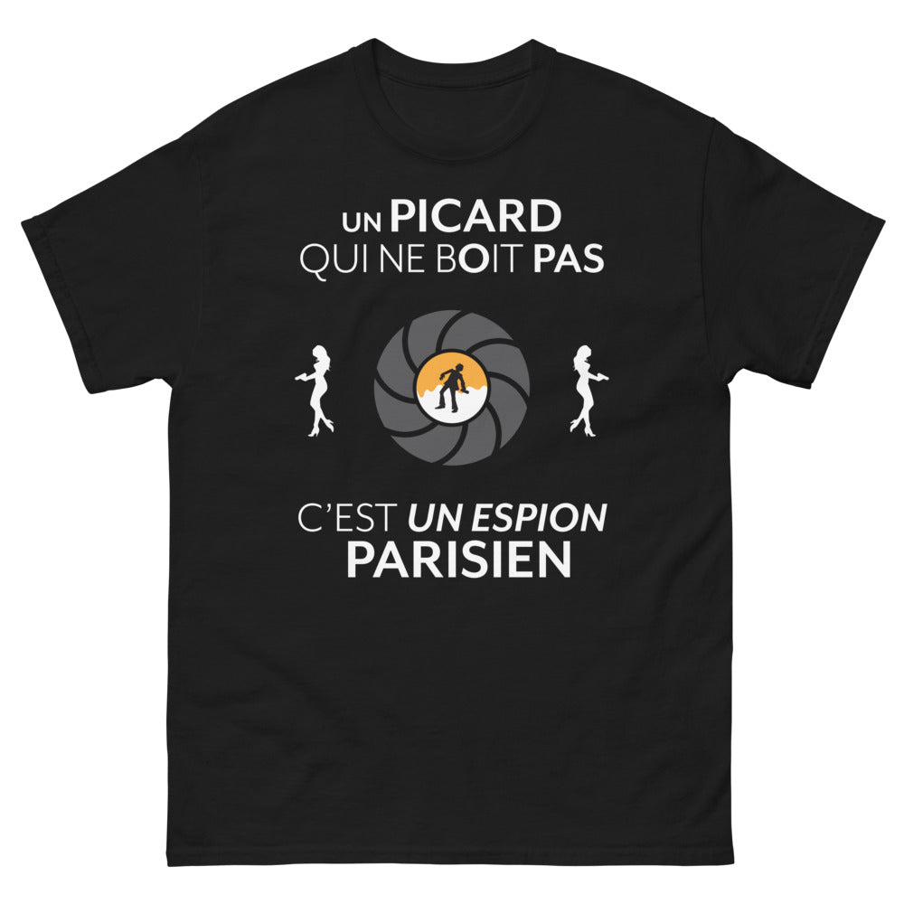 T-shirt Picard noir - Un Picard qui ne boit pas, c'est un espion parisien