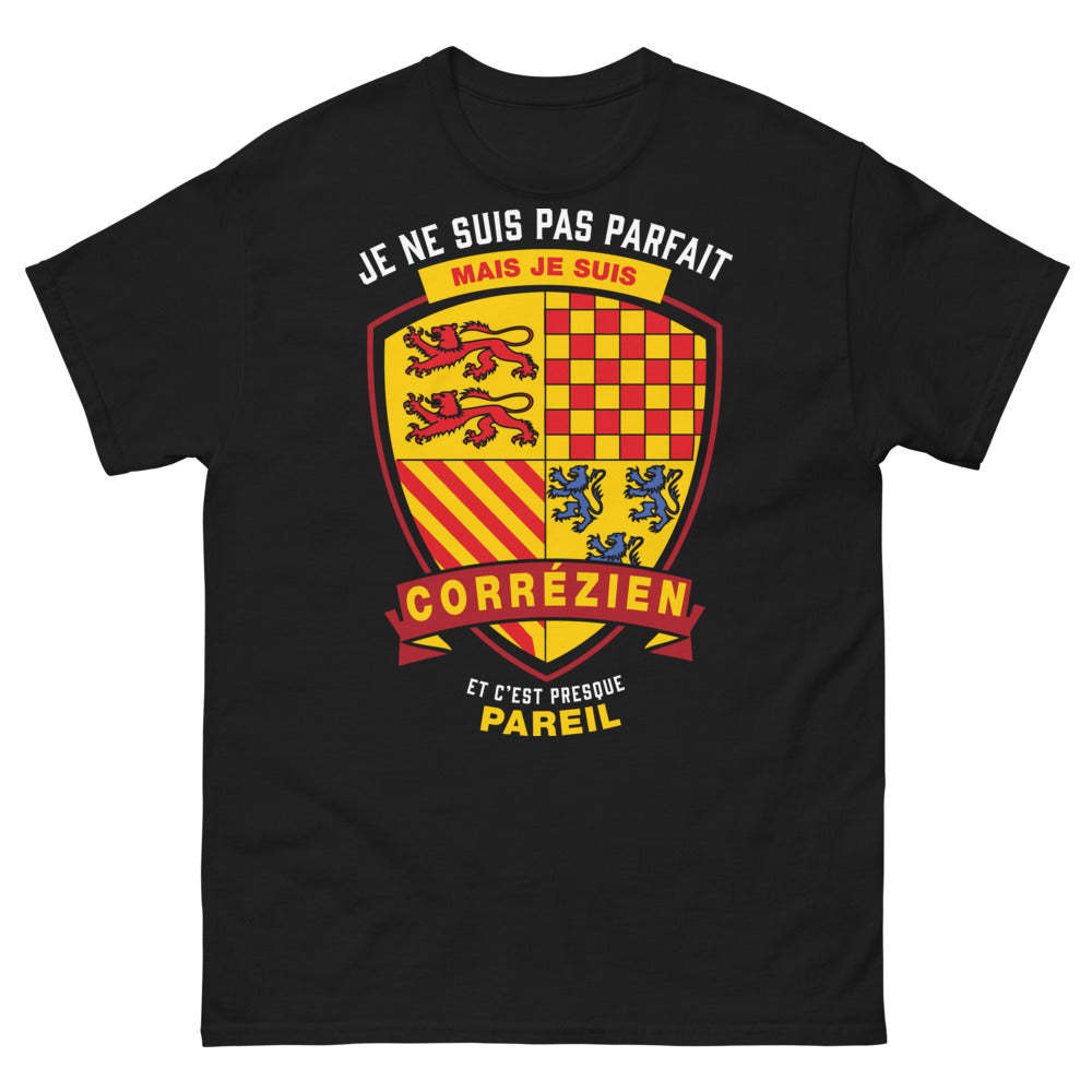 T-shirt Corrèze noir - Je ne suis pas parfait, mais je suis Corrézien