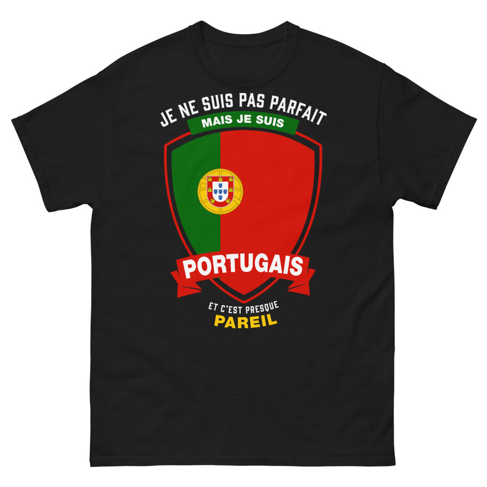 T-shirt Portugal noir - Je ne suis pas parfait mais je suis Portugais