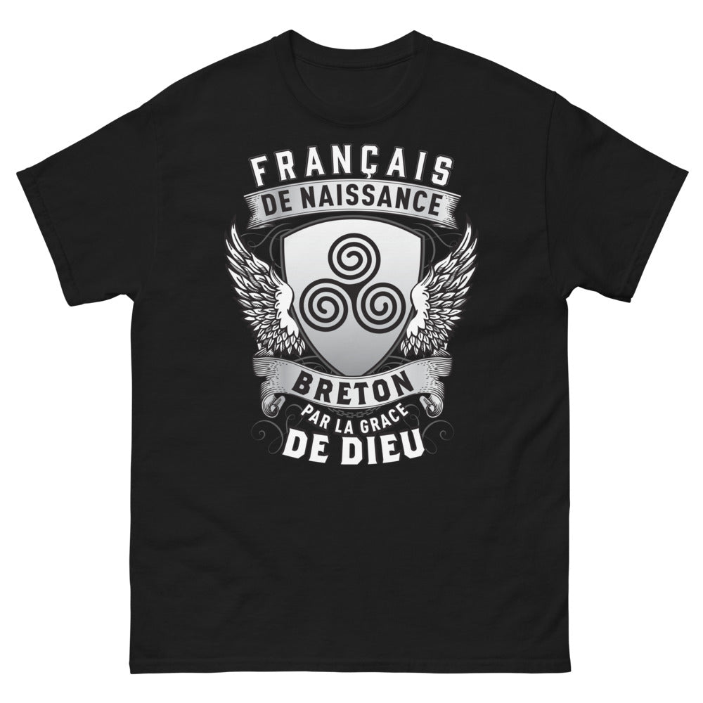 T-shirt Bretagne noir - Français de Naissance par la Grâce de Dieu