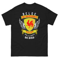 Thumbnail for T-shirt Wallon noir - Belge de Naissance, Wallon par la Grâce de Dieu