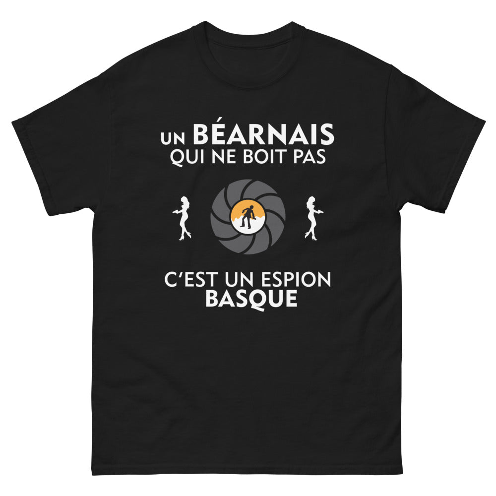 T-shirt Béarn noir - Un Béarnais qui ne boit pas, c’est un espion Basque