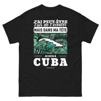 Thumbnail for T-shirt Cuba noir - J'ai peut-être l'air de t'écouter