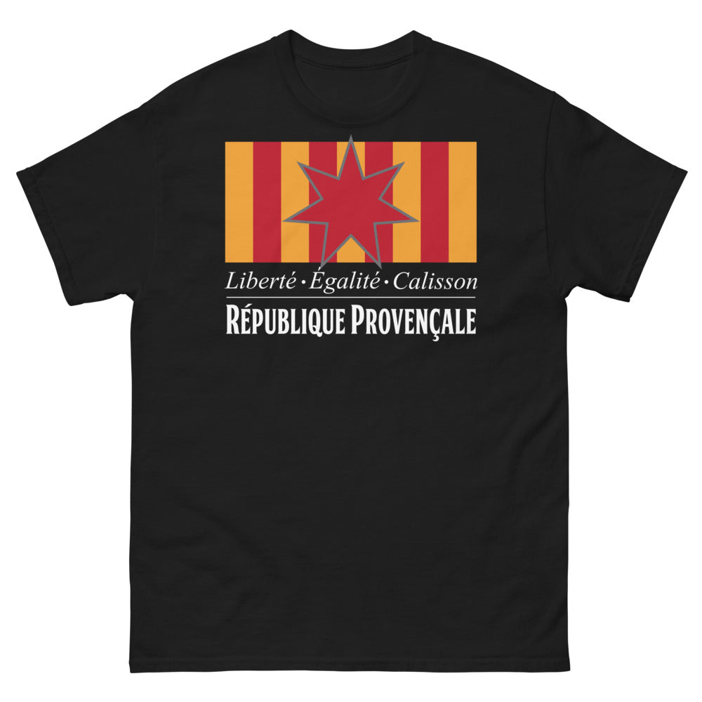 T-shirt Provence noir - Liberté, Égalité, Calisson humoristique