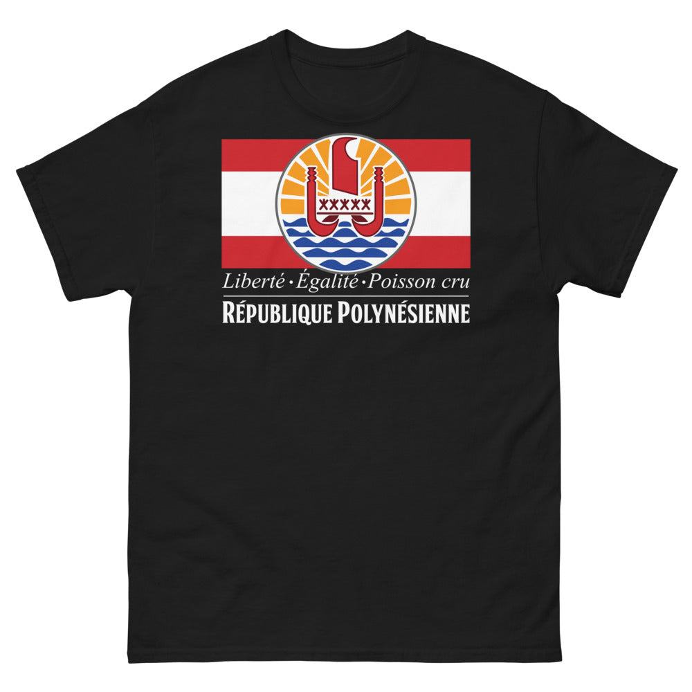 T-shirt Polynésie noir - Liberté Égalité Poisson Cru