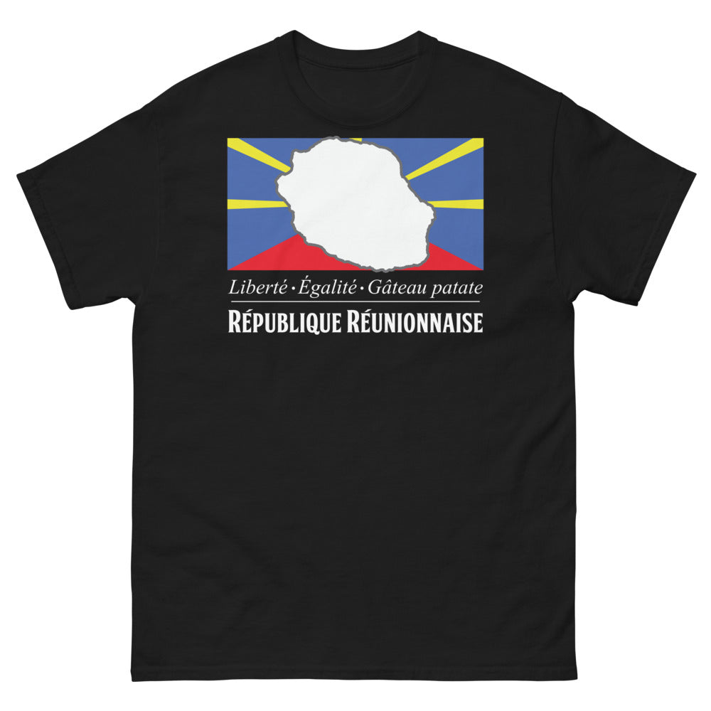 T-shirt Réunion noir - Liberté, Égalité, Gâteau Patate