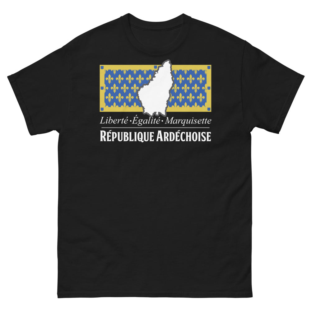 T-shirt Ardèche noir - Liberté, Égalité, Marquisette