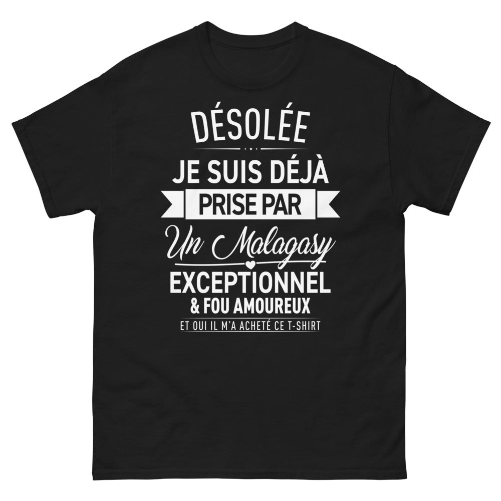 T-shirt Madagascar noir - Désolée, je suis déjà prise par un Malgache exceptionnel