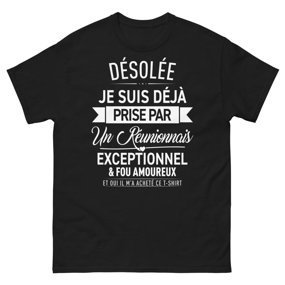 T-shirt Réunion noire - Désolée, déjà prise par un Réunionnais