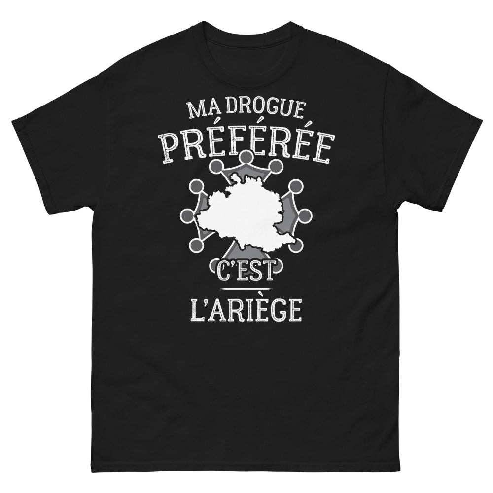 T-shirt Ariège noir - Ma drogue préférée, c'est l'Ariège