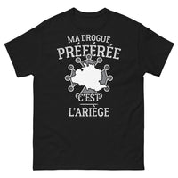 Thumbnail for T-shirt Ariège noir - Ma drogue préférée, c'est l'Ariège