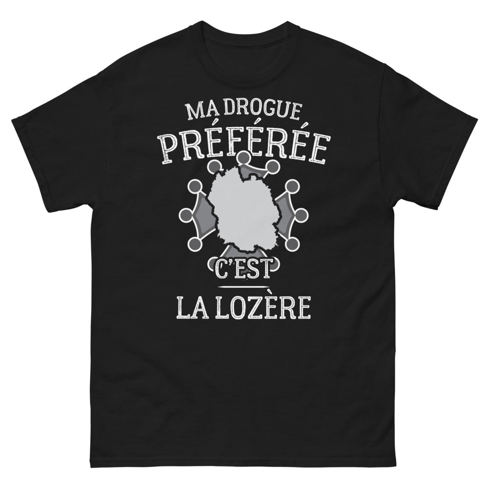 T-shirt Lozère noir - Ma drogue préférée, c'est la Lozère