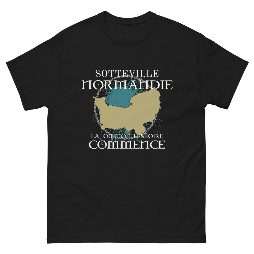 T-shirt Normandie noir - Là où mon histoire commence