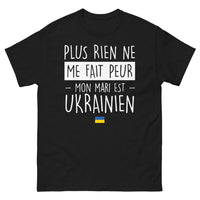 Thumbnail for T-shirt Ukraine noir - Plus rien ne me fait peur, mon mari est Ukrainien