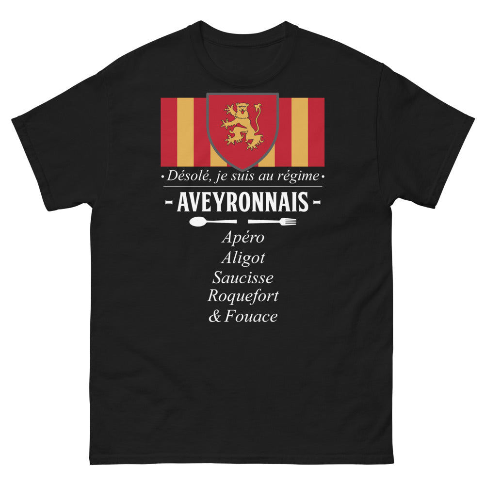 T-shirt Aveyron noir - Désolé, je suis au régime