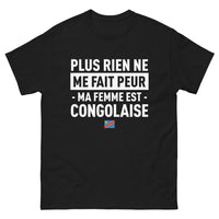 Thumbnail for T-shirt Congo noir - Plus rien ne me fait peur, ma femme est Congolaise