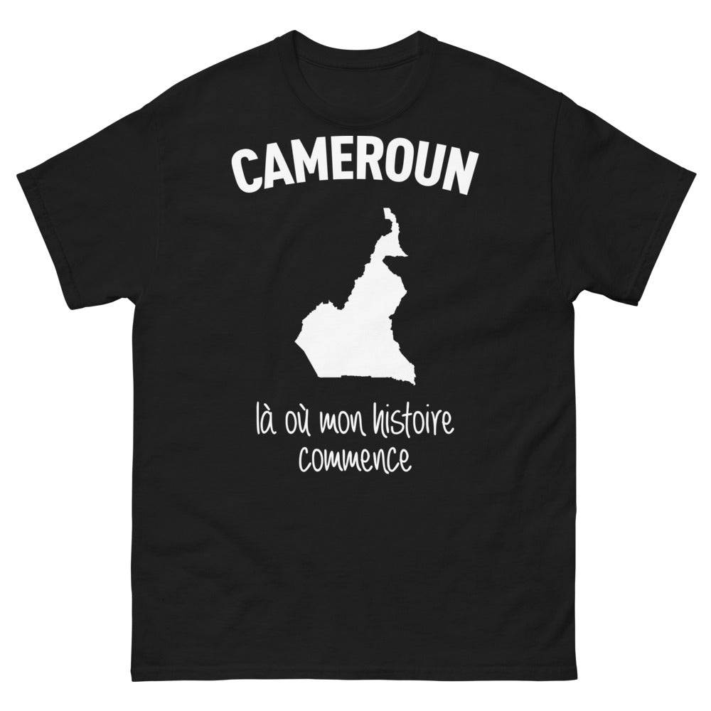 T-shirt Cameroun noir - là où mon histoire commence