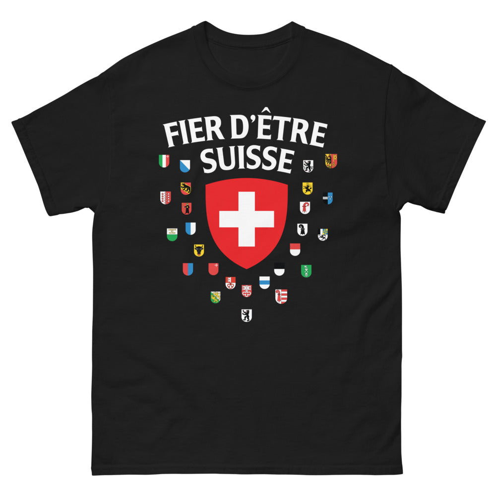 T-shirt Suisse noir - Fier d'être helvétique