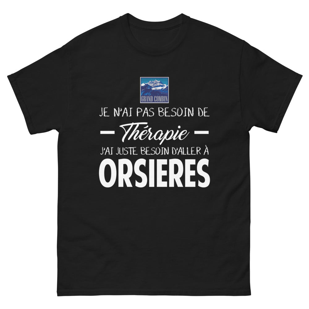 T-shirt Orsières noir - Pas besoin de thérapie, juste d'un voyage