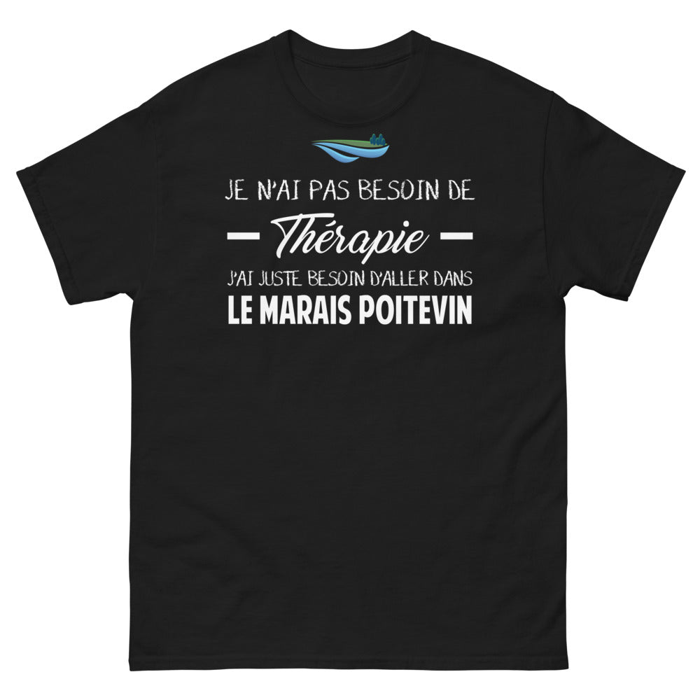 T-shirt Marais Poitevin noir - Pas besoin de thérapie, juste du Marais Poitevin