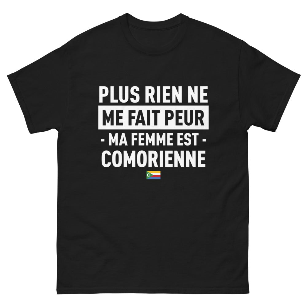 T-shirt Comorien noir - Rien ne me fait peur, ma femme est comorienne