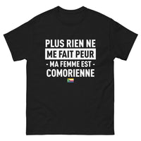 Thumbnail for T-shirt Comorien noir - Rien ne me fait peur, ma femme est comorienne