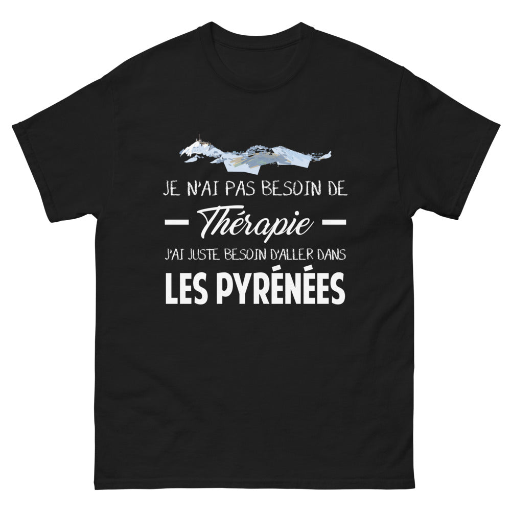 T-shirt Pyrénées noir - Je n'ai pas besoin de thérapie