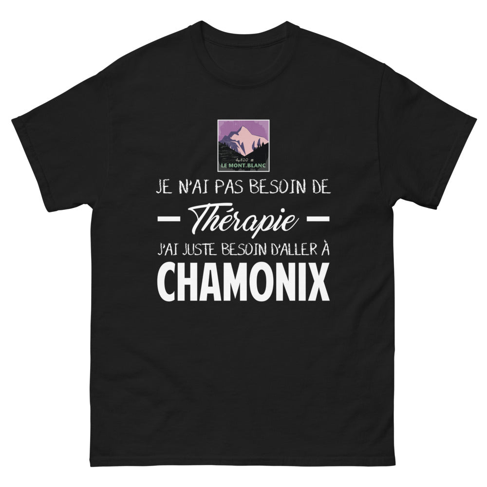 T-shirt Chamonix noir - Je n'ai pas besoin de thérapie