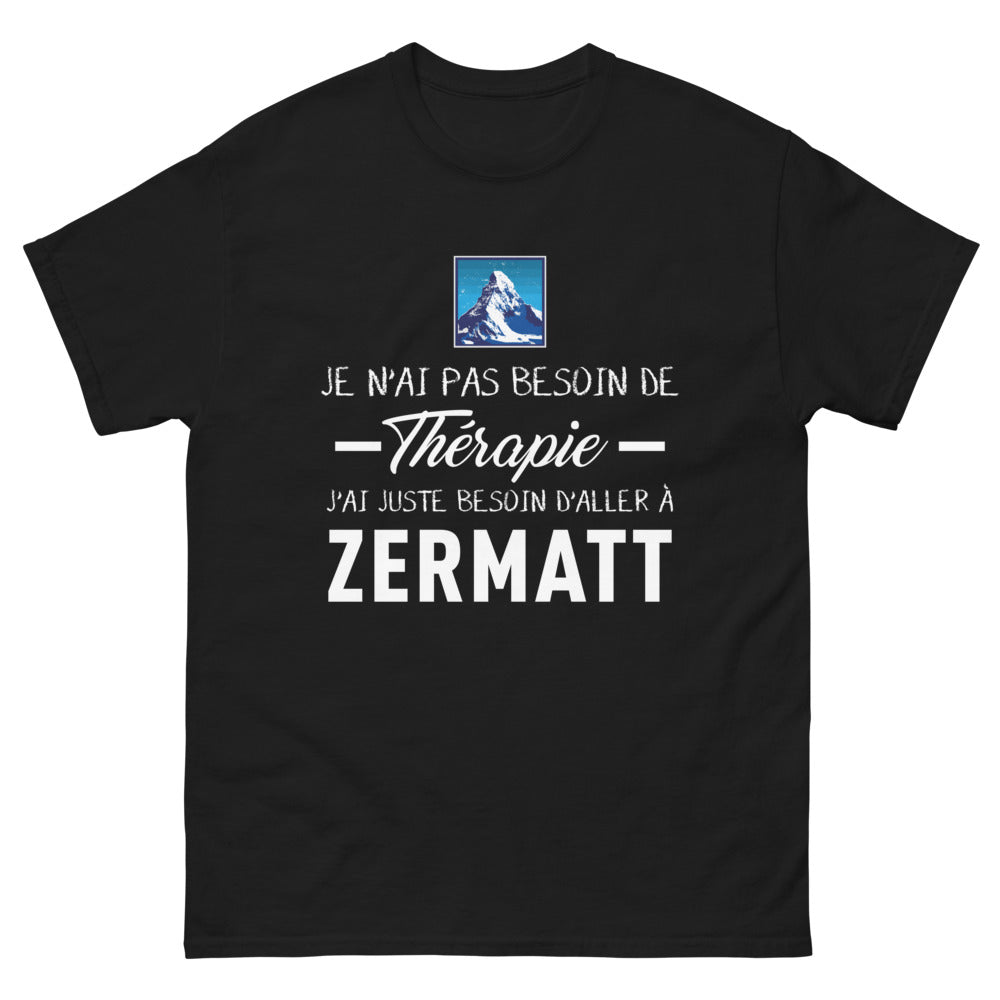 T-shirt Suisse noir - Je n'ai pas besoin de thérapie