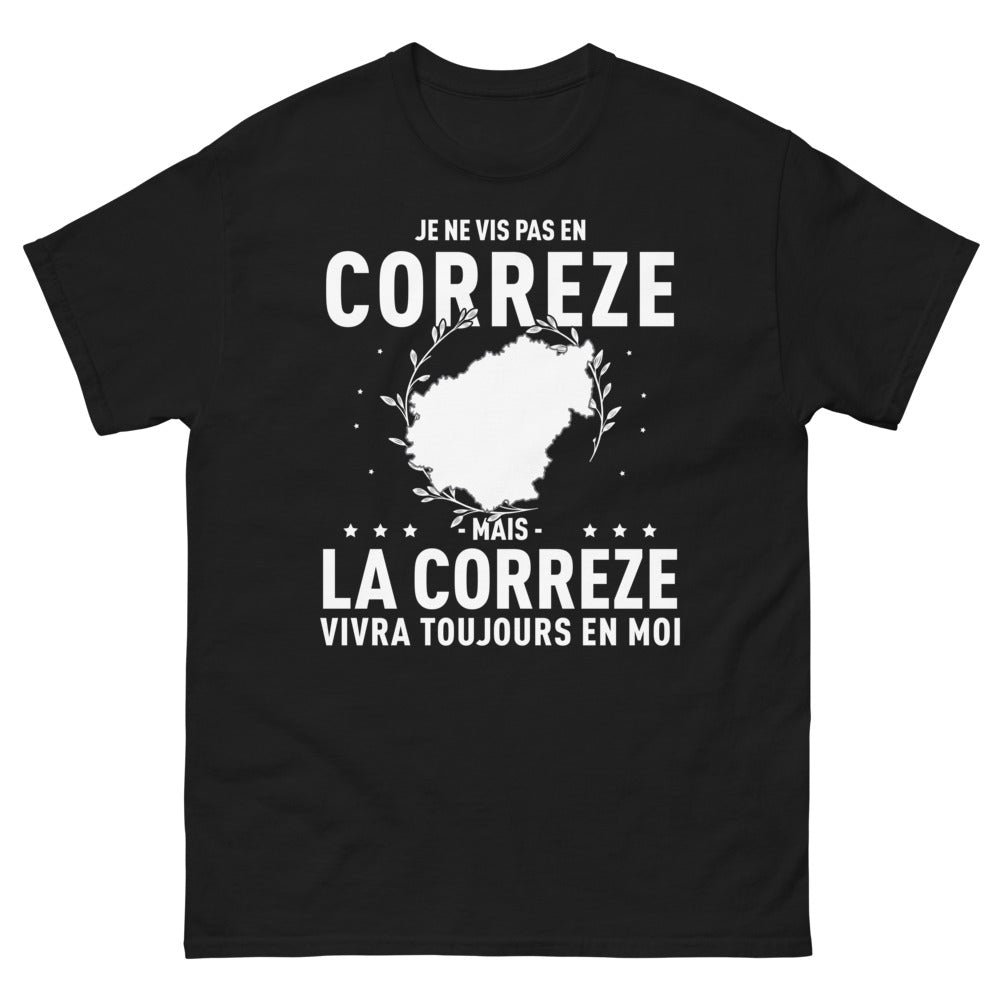 T-shirt Corrèze noir - Je ne vis pas en Corrèze, mais...