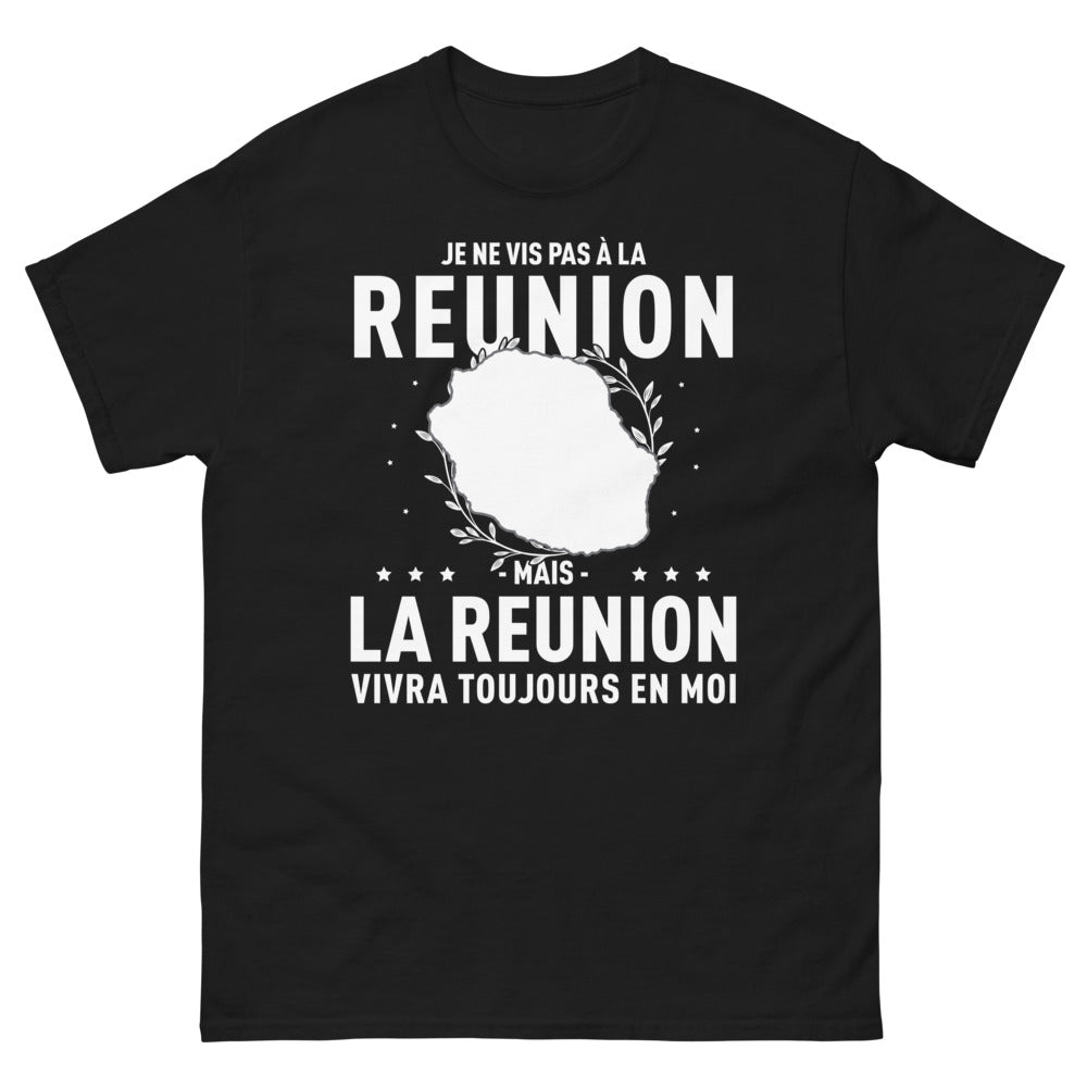 T-shirt Réunion noir - Je ne vis pas à La Réunion, mais...