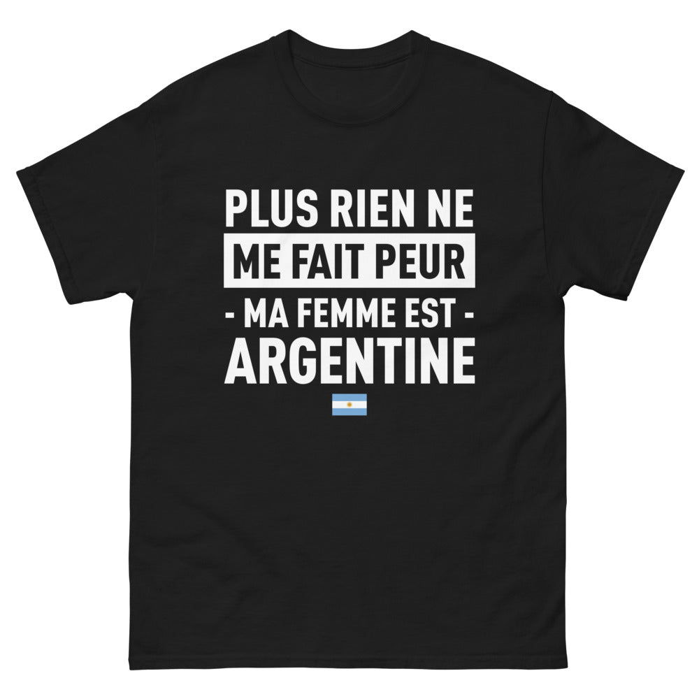 T-shirt Argentine noir - Rien ne me fait peur, ma femme est Argentine