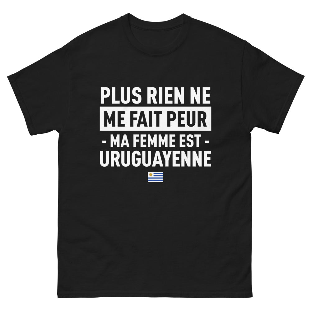 T-shirt Uruguay noir - Rien ne me fait peur, ma femme est Uruguayenne