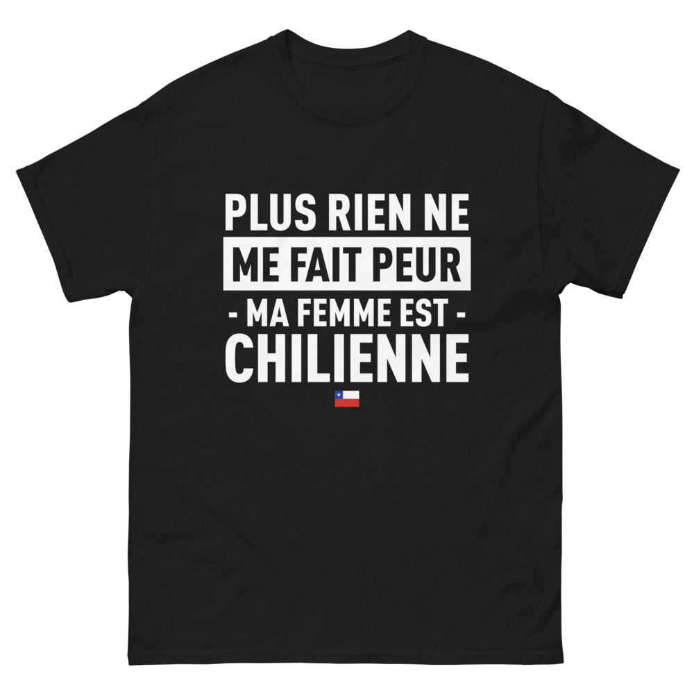 T-shirt Chili noir - Rien ne me fait peur, ma femme est Chilienne