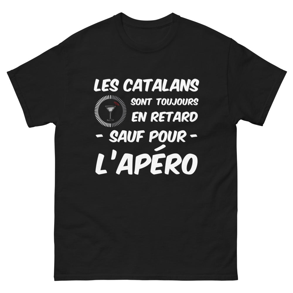 T-shirt Catalans noir - Jamais en retard pour l'apéro