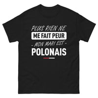 Thumbnail for T-shirt Pologne noir - Plus rien ne me fait peur, mon mari est Polonais