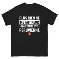 Thumbnail for T-shirt Pérou noir - Plus rien ne me fait peur : ma femme est Péruvienne