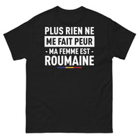 Thumbnail for T-shirt Roumanie noir - Ma femme est roumaine, humour audacieux