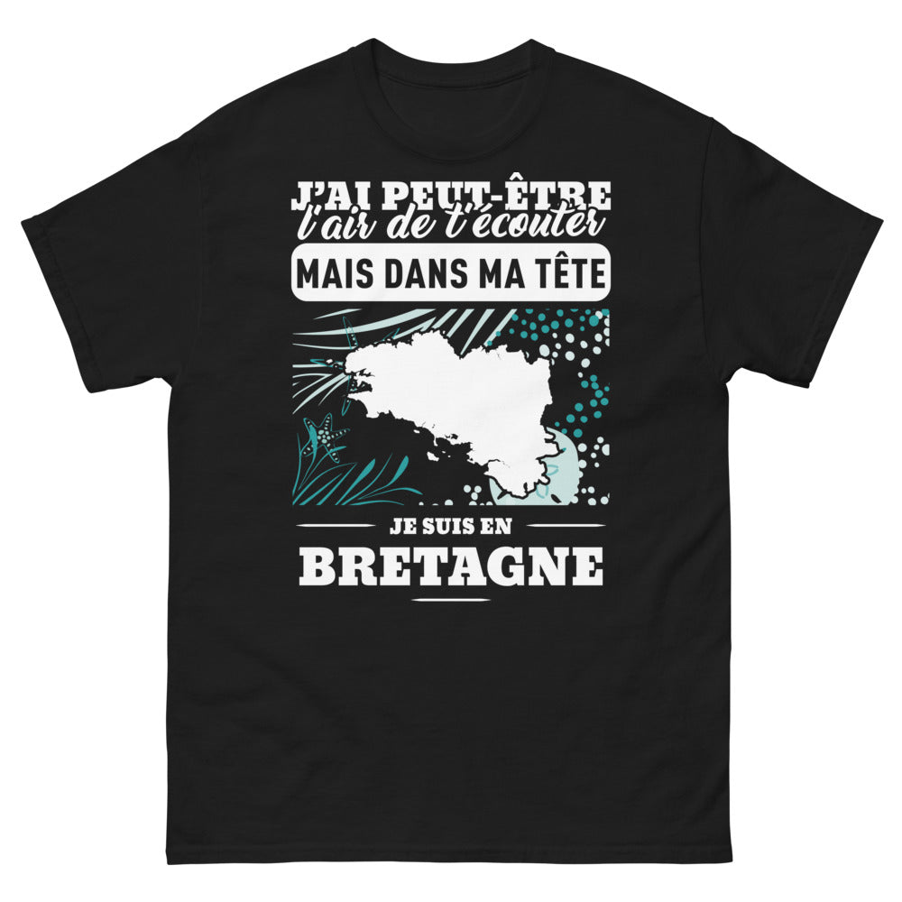T-shirt Bretagne noir - J'ai peut-être l'air de t'écouter