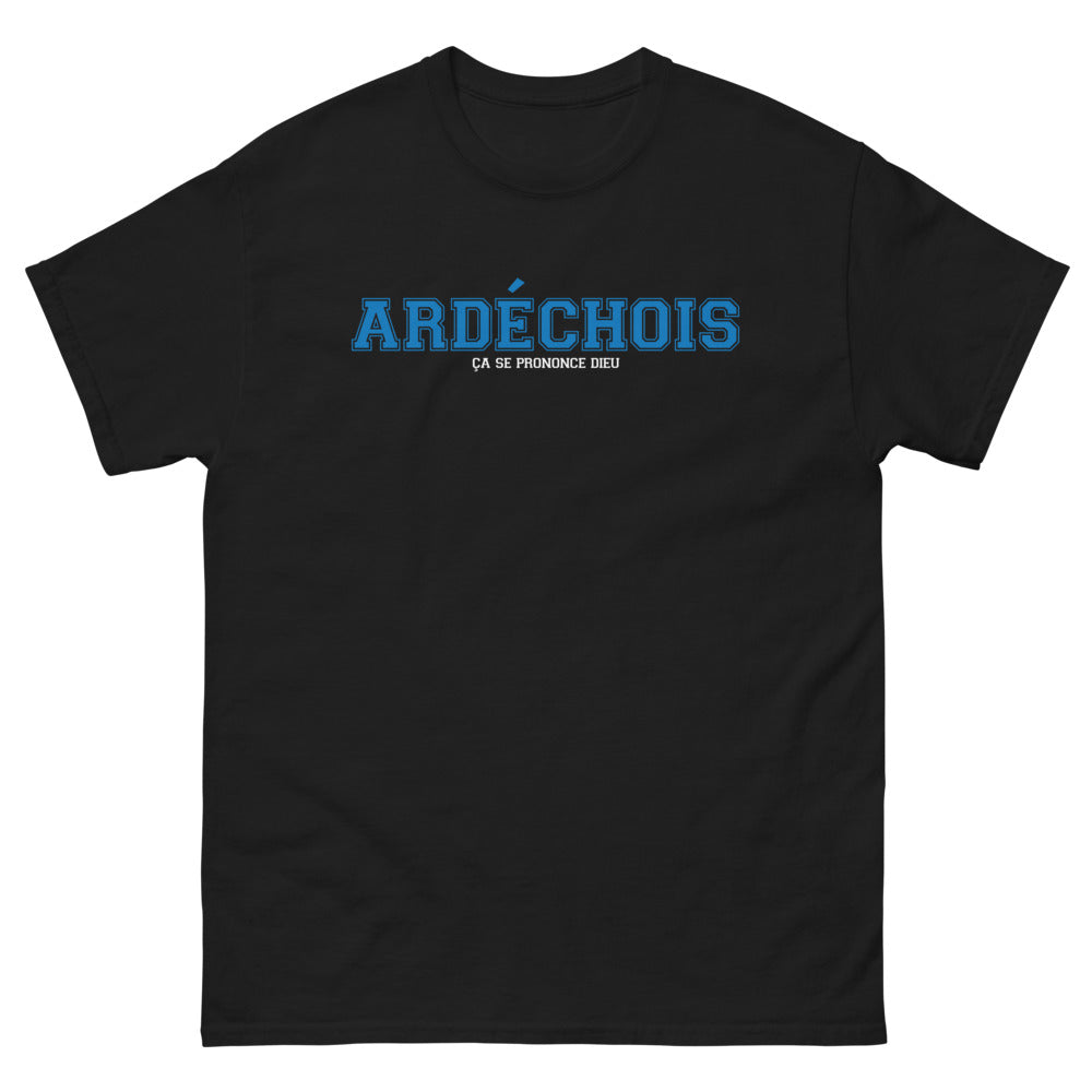 T-shirt Ardèche noir - Ça se prononce Dieu avec humour