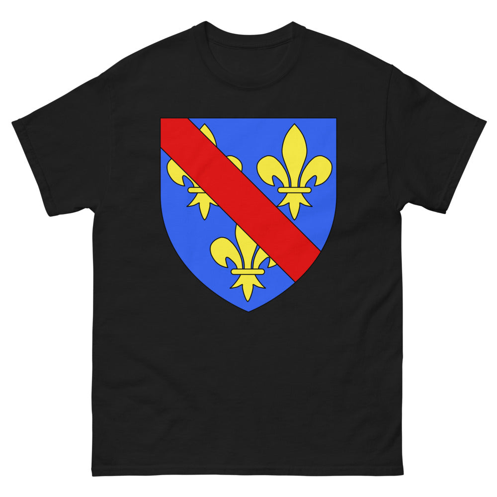 T-shirt France noir - Azure Three Fleurs-de-lis Or a Bend Gules