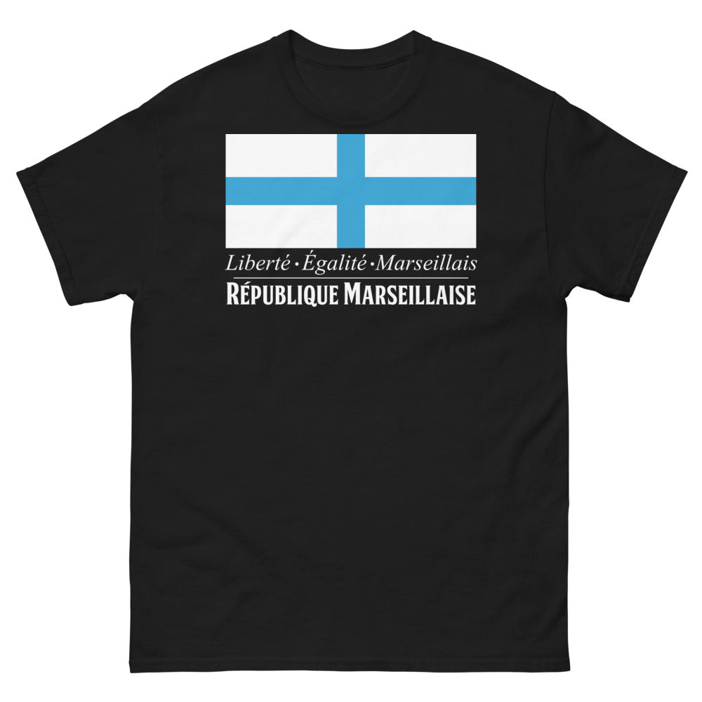 T-shirt Marseille noir - Liberté, Égalité, Marseillais !