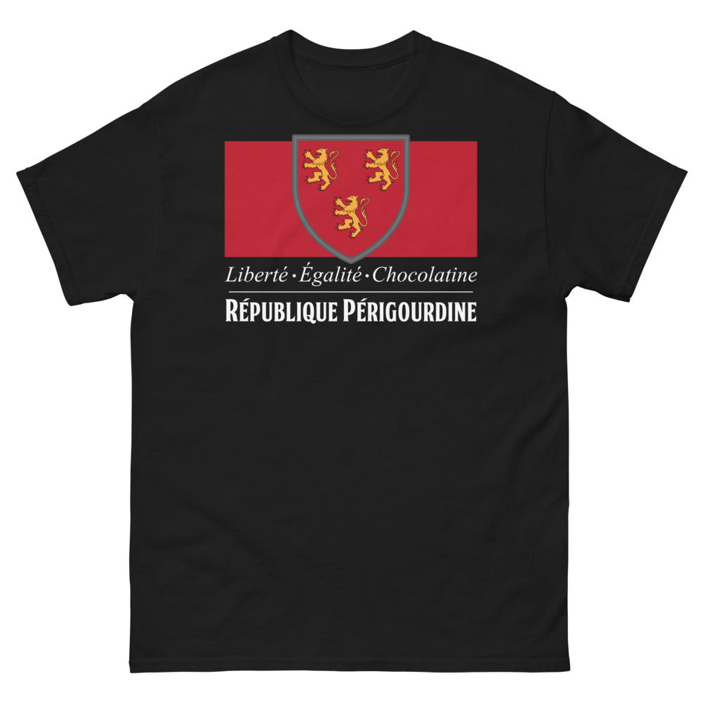 T-shirt Périgourdine noir - Liberté, Égalité, Chocolatine