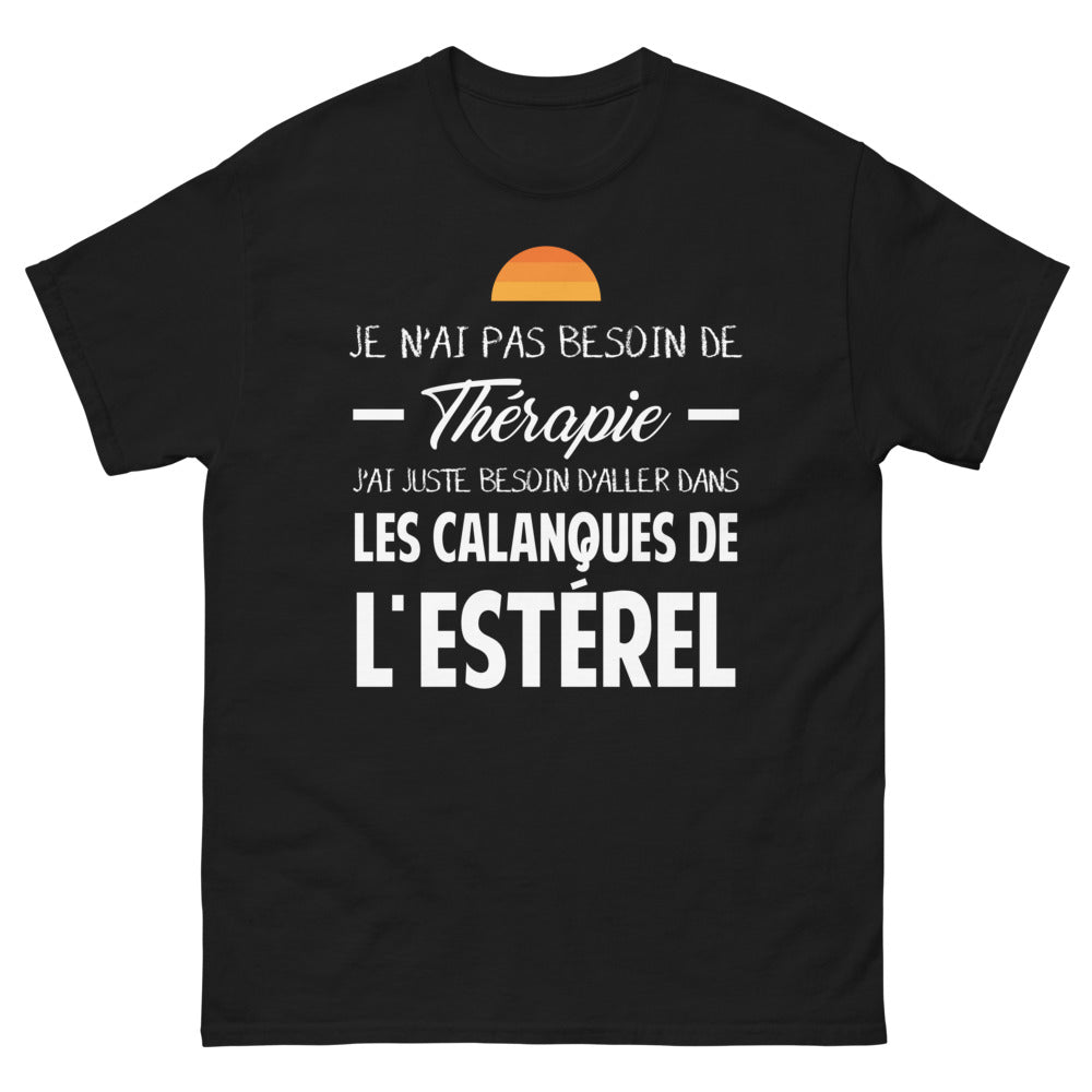 T-shirt Calanques de l'Estérel noir - Pas besoin de thérapie