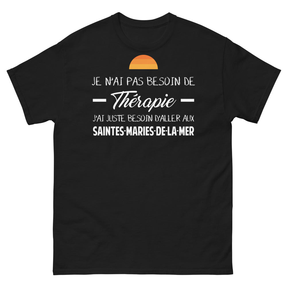 T-shirt Saintes-Maries-de-la-Mer noir - Je n'ai pas besoin de thérapie