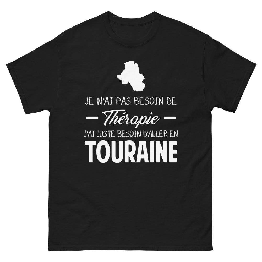 T-shirt Touraine noir - Pas de thérapie, juste besoin de Touraine
