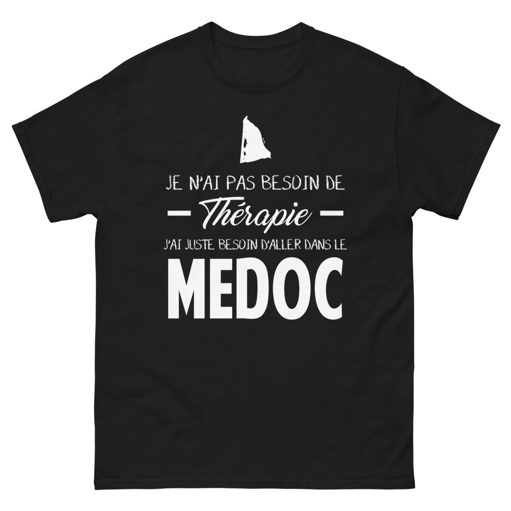 T-shirt Médoc noir - Pas besoin de thérapie, juste du vin