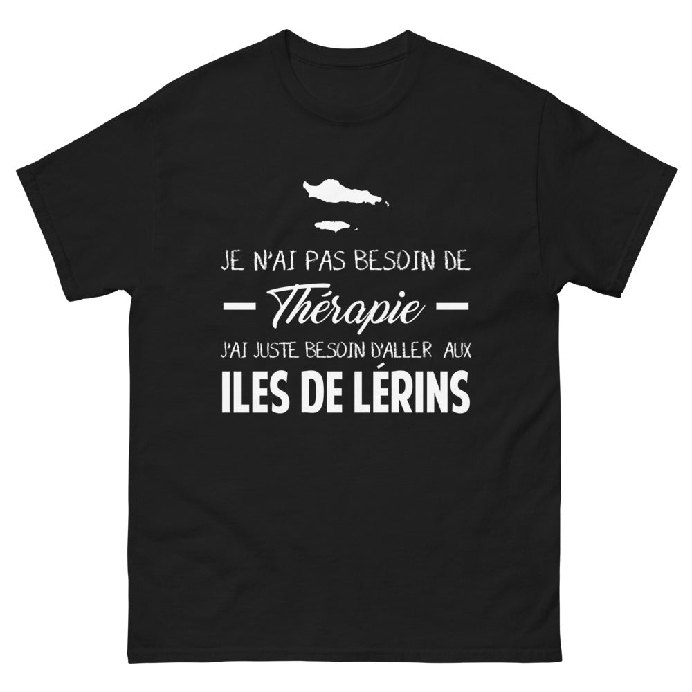 T-shirt Îles de Lérins noir - Je n'ai pas besoin de thérapie